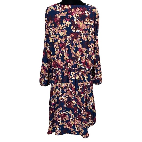 JustFab Navy Floral Smocked Midi Dress Cottagecore Romantic Boho Style 3X - Picture 2 of 6